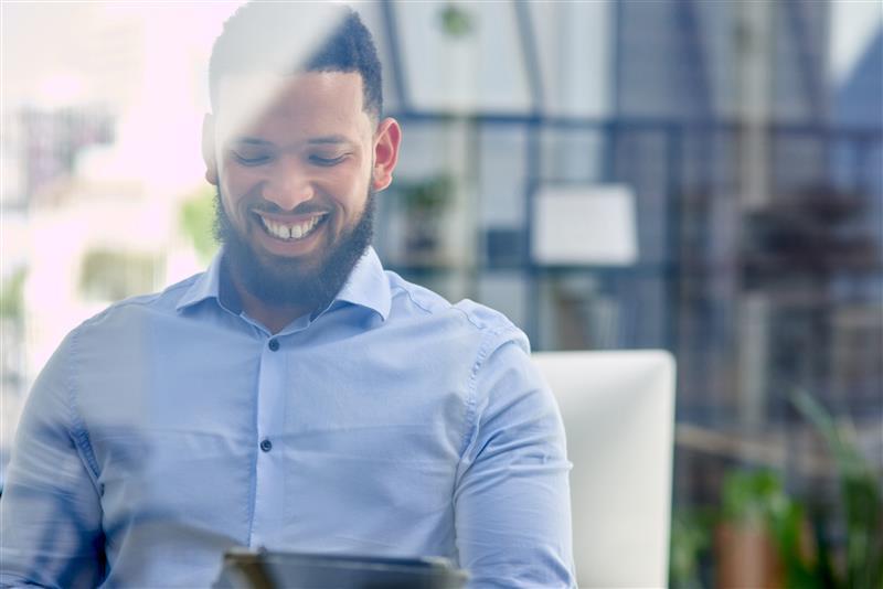 Employee in modern office working for Ad Astra